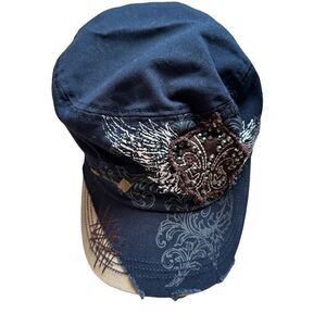 Buckle Navy and brown decorative hat